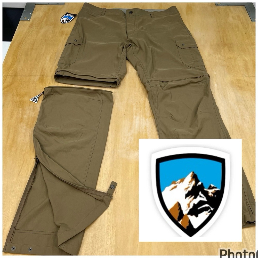 Kuhl Renegade Convertible Cargo Pants Mens 40x34 Regular Fit Straight Leg‎ Khaki